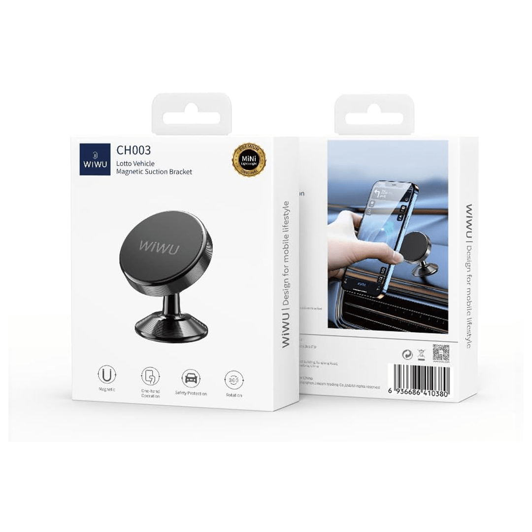 Wiwu CH003 Lotto Car Magnetic Suction Bracket Mini lightweight, 360 degree rotation - Black in Qatar Wiwu CH003 Lotto Car Magnetic Suction Bracket Mini lightweight, 360 degree rotation - Black in Qatar